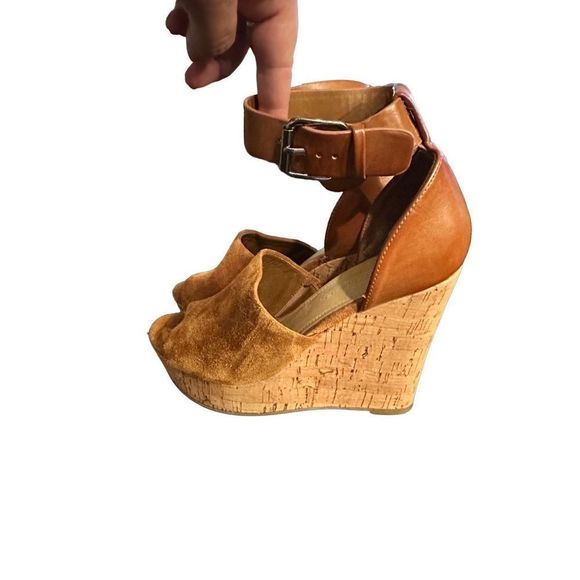 Marc Fisher Shoes - Marc Fisher Cognac Brown Suede Wedge Heel
